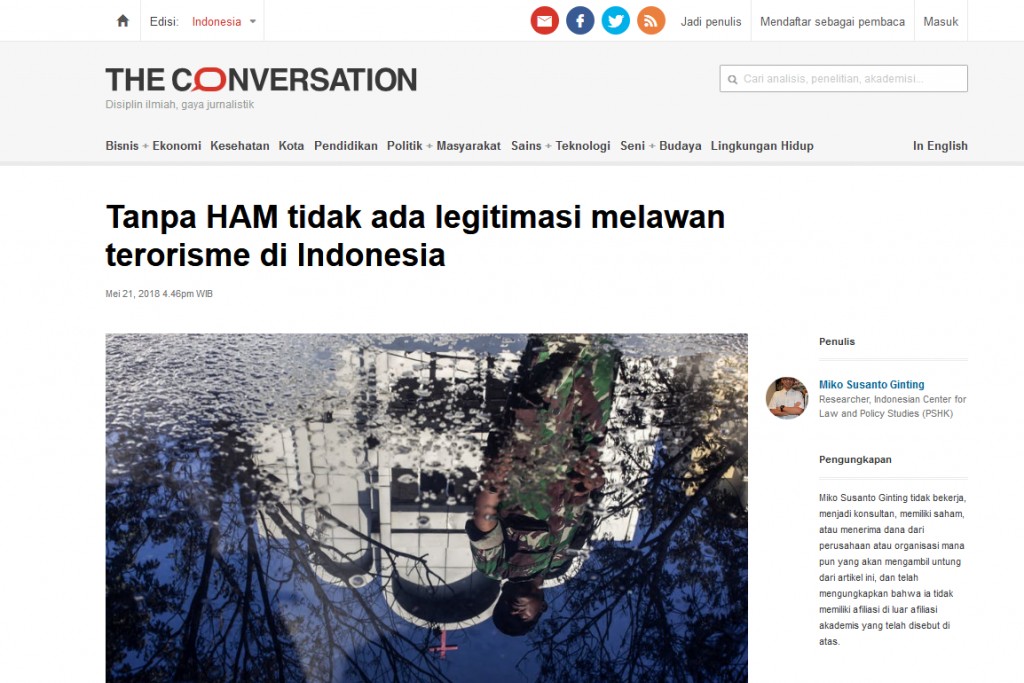Tanpa HAM tidak ada legitimasi melawan terorisme di Indonesia