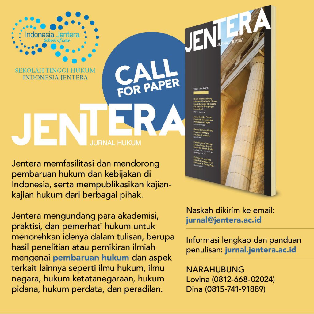 Call For Paper Jentera: Jurnal Hukum